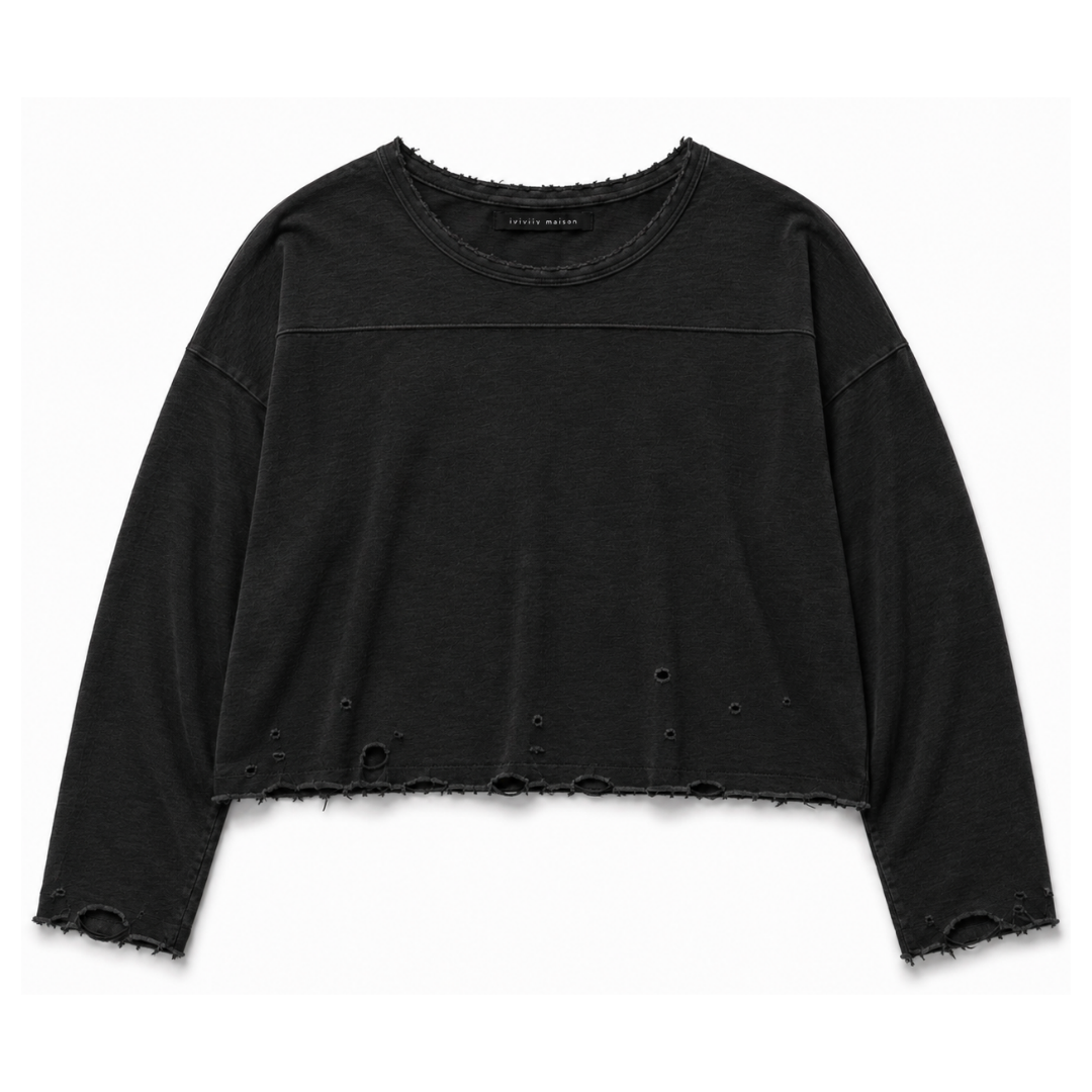 JERSEY CROPPED LS BLACK