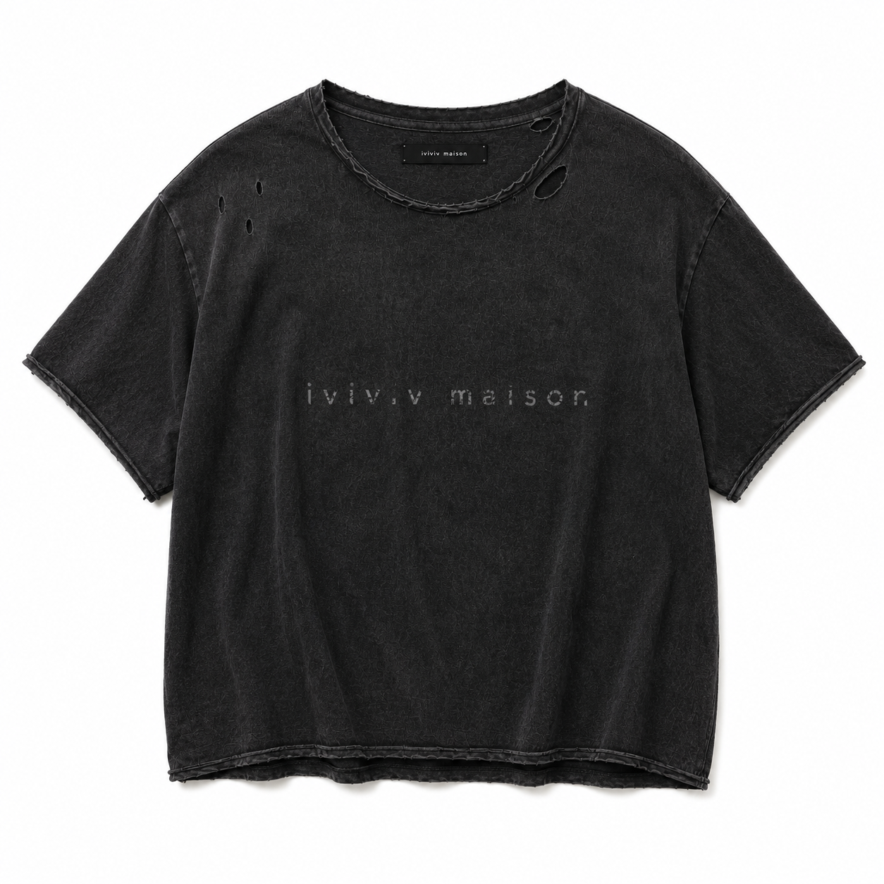 core cropped distressed logo tee black