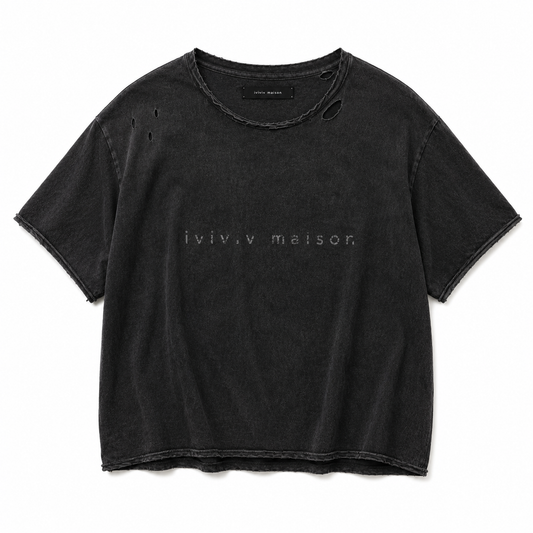 core cropped distressed logo tee black