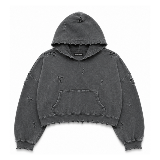 TORN TO BITS HOOD CHARCOAL
